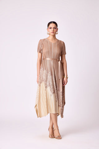 Inez Satin Dress - Golden Taupe