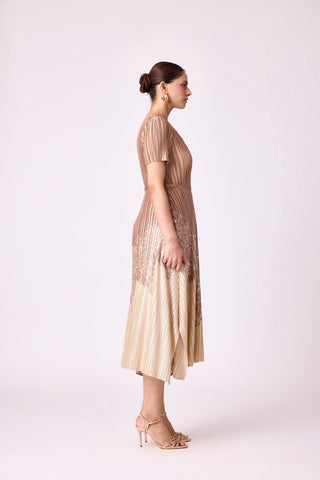 Inez Satin Dress - Golden Taupe