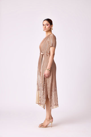 Inez Satin Dress - Golden Taupe