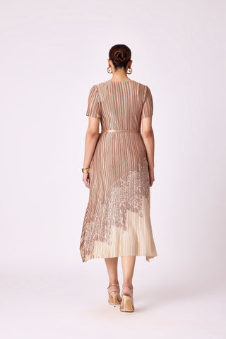 Inez Satin Dress - Golden Taupe