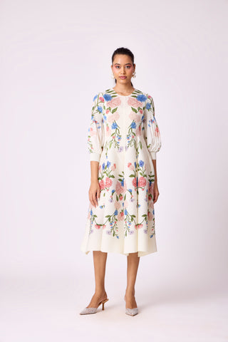 Meadow Peplum Dress - Off White