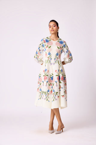 Meadow Peplum Dress - Off White