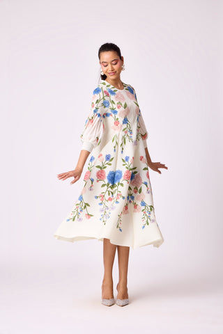 Meadow Peplum Dress - Off White