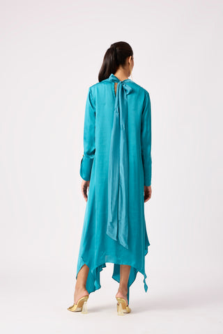 Soliel Satin Dress - Turquoise
