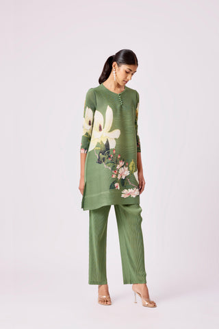 Amina Floral Set - Olive Green