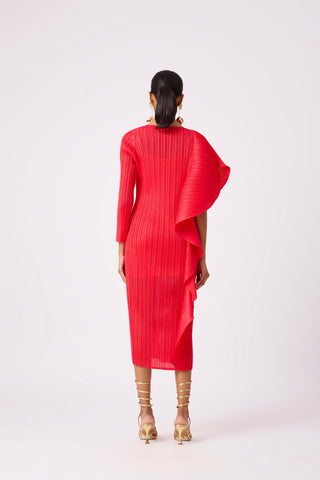 Serena Ruffle Dress - Crimson Red