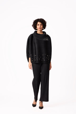 Sloane Pearled Batwing Top - Black