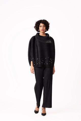 Sloane Pearled Batwing Set - Black