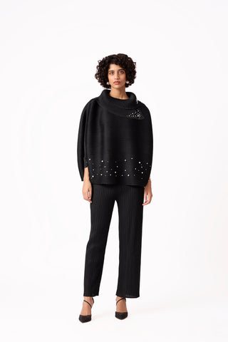 Sloane Pearled Batwing Set - Black
