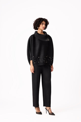Sloane Pearled Batwing Set - Black