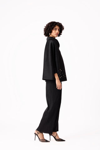 Sloane Pearled Batwing Top - Black