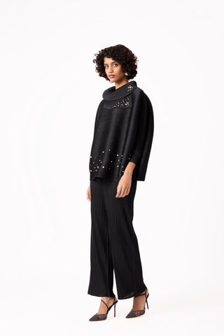 Sloane Pearled Batwing Set - Black