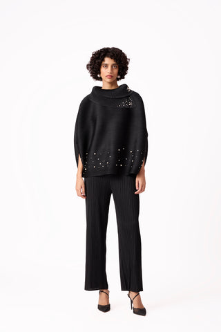 Sloane Pearled Batwing Top - Black