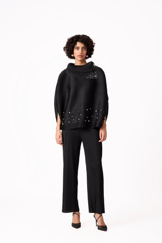 Sloane Pearled Batwing Set - Black
