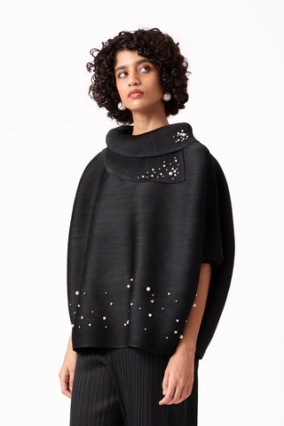 Sloane Pearled Batwing Top - Black