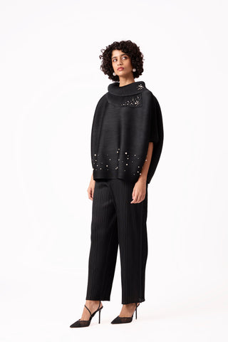 Sloane Pearled Batwing Set - Black