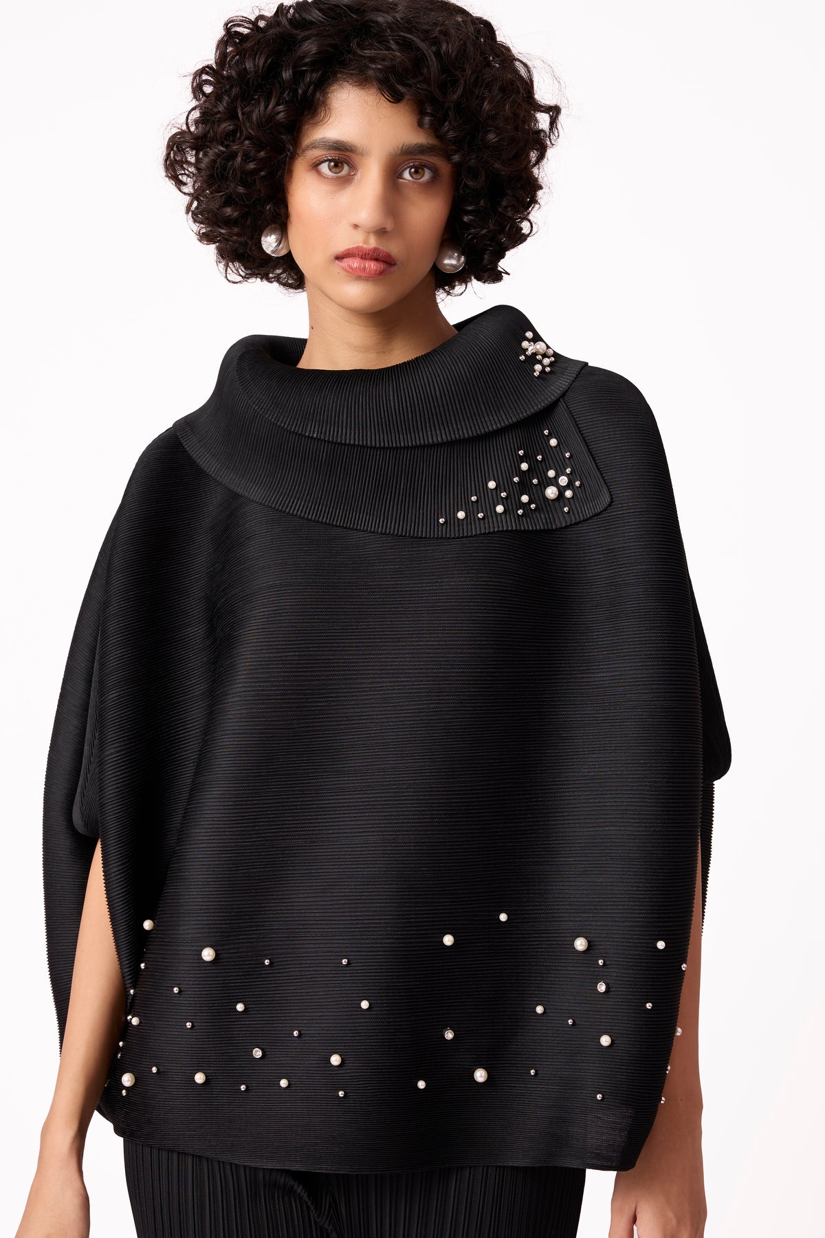Sloane Pearled Batwing Top - Black