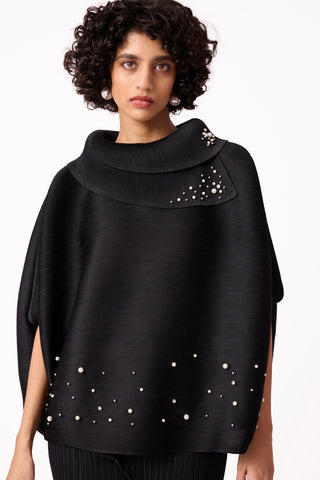 Sloane Pearled Batwing Top - Black