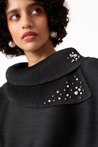 Sloane Pearled Batwing Set - Black