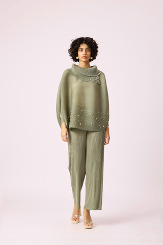 Sloane Pearled Batwing Set - Dull Green