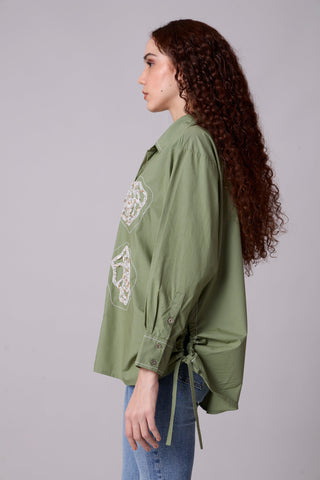 Avery Applique Shirt - Vine Green