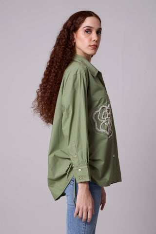 Avery Applique Shirt - Vine Green