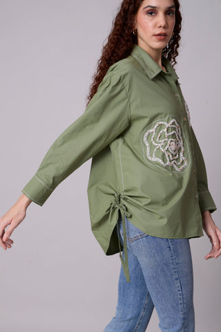 Avery Applique Shirt - Vine Green