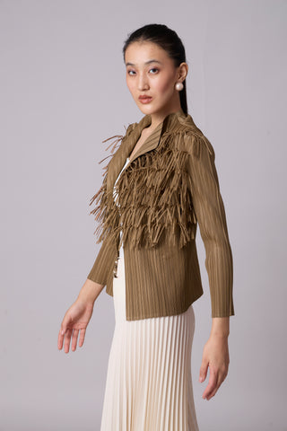 Gisa Fringed Jacket - Taupe