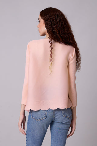 Pleated Cardigan Top - Light Pink