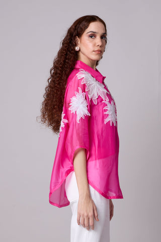 Agnes Organza Shirt - Azalea pink