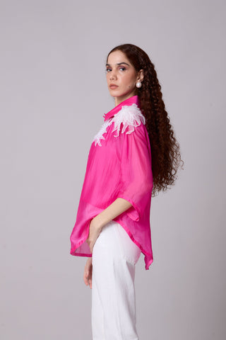 Agnes Organza Shirt - Azalea pink