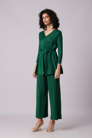 Zola V Neck Co-ord Set - Dark Green