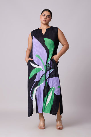 Lina Print Dress - Green & Purple