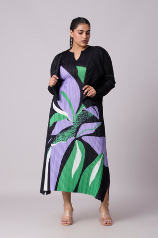 Lina Print Dress - Green & Purple