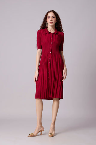 Ruth Shirt Dress - Deep Red