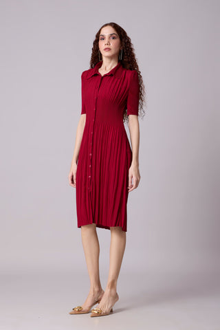 Ruth Shirt Dress - Deep Red