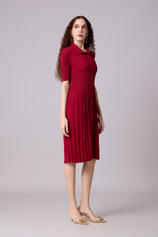 Ruth Shirt Dress - Deep Red