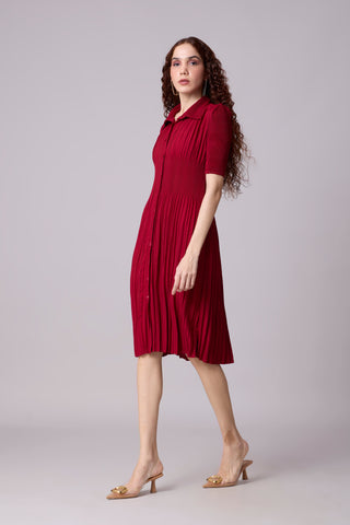 Ruth Shirt Dress - Deep Red