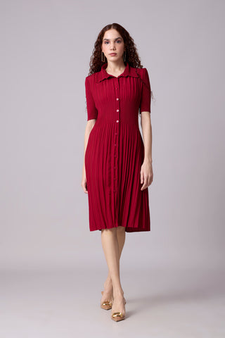 Ruth Shirt Dress - Deep Red