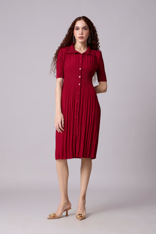 Ruth Shirt Dress - Deep Red