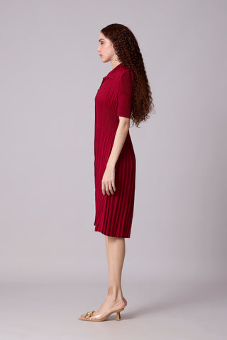 Ruth Shirt Dress - Deep Red