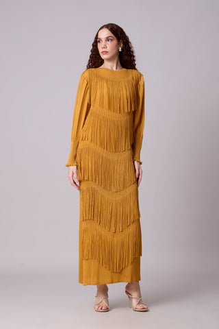 Lola Fringe Dress - Yellow