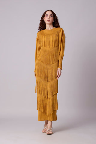 Lola Fringe Dress - Yellow