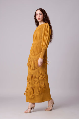 Lola Fringe Dress - Yellow