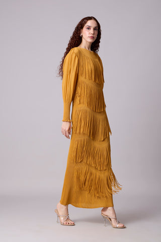 Lola Fringe Dress - Yellow