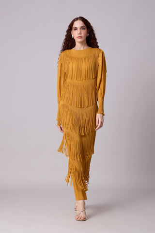 Lola Fringe Dress - Yellow