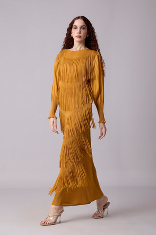 Lola Fringe Dress - Yellow