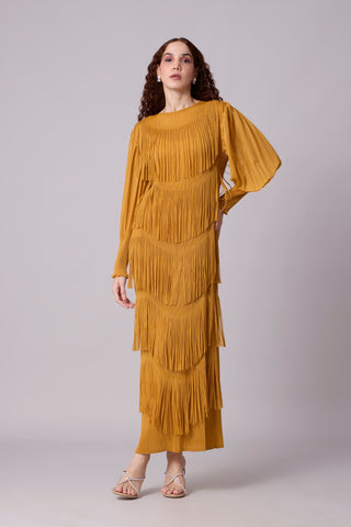 Lola Fringe Dress - Yellow