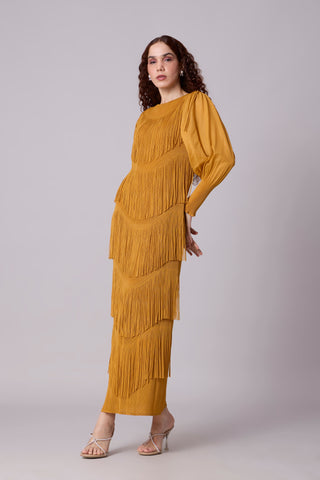 Lola Fringe Dress - Yellow