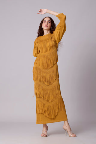 Lola Fringe Dress - Yellow